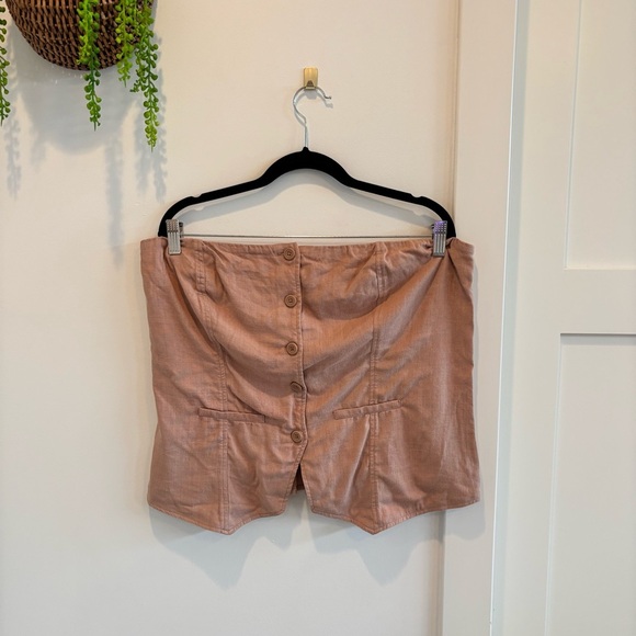 Wild Fable NWT Women's Sleeveless Tube Top Tan Faux Button Down Suit Style XL - Picture 1 of 8